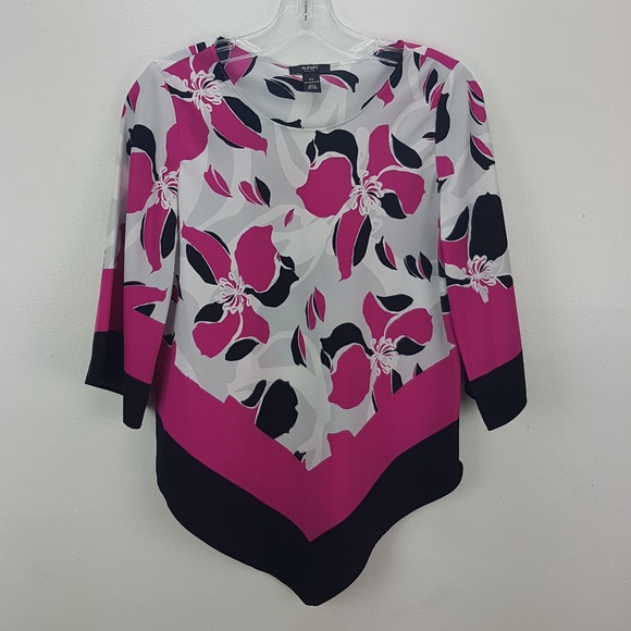Alfani V-hem Floral Printed Blouse Top size PS - Picture 2 of 4